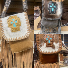Load image into Gallery viewer, Turqouise Cross Belt Loop Fringe Crossbody