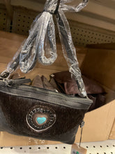 Load image into Gallery viewer, Cowhide Turqouise Heart Stone Crossbody