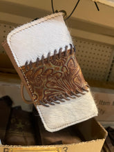 Load image into Gallery viewer, Cowhide Tooled Braided Wristlet Wallets