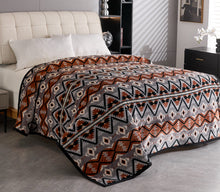 Load image into Gallery viewer, Langley Brown &amp; Grey Aztec Blanket
