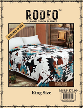 Load image into Gallery viewer, Rodeo Aztec Cow Turquoise Super Plush Blanket
