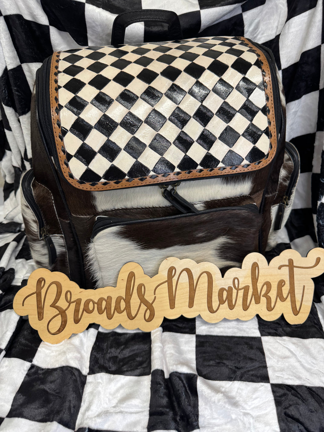 Checkered Cowhide Carina Backpack