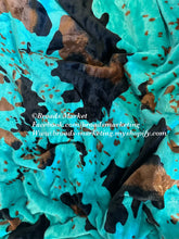 Load image into Gallery viewer, Turquoise Cow Super Plush King Blanket
