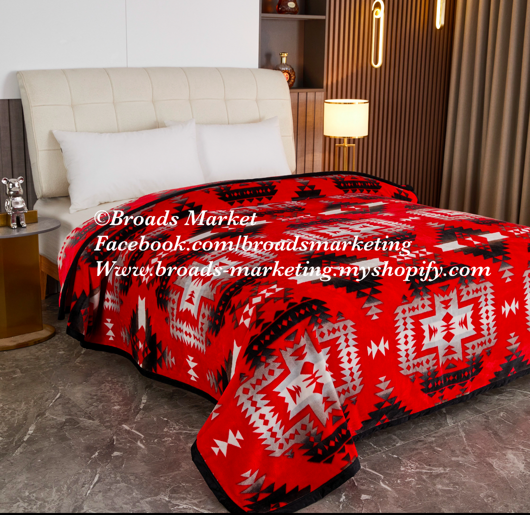Ross Red Aztec Super Plush Blanket