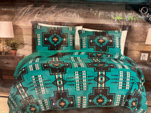 Load image into Gallery viewer, Teal Southwestern Aztec Bedding Set
