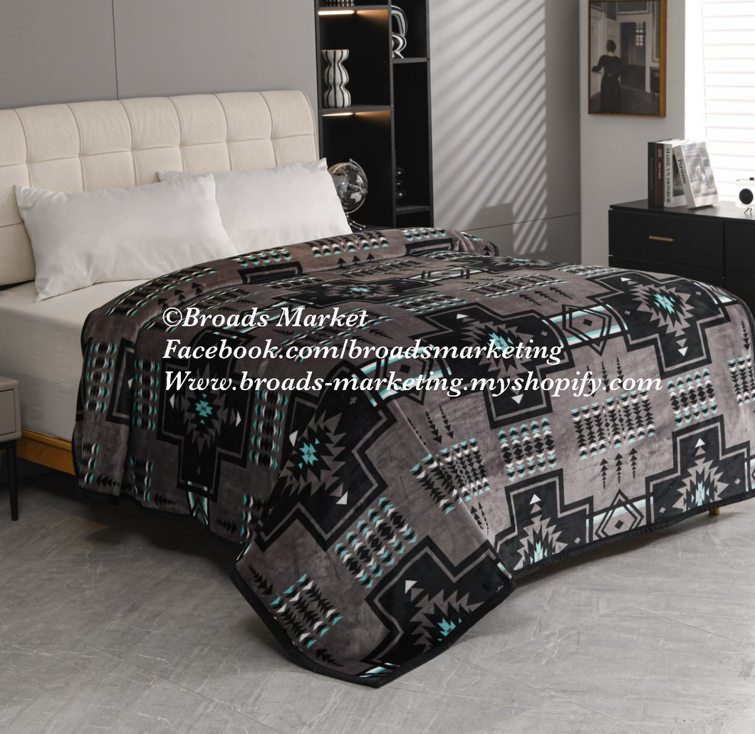 Lincoln Black & Grey Crosses Super Plush Blanket