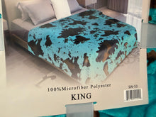 Load image into Gallery viewer, Turquoise Cow Print SW53 Super Plush Blanket
