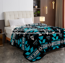 Load image into Gallery viewer, Nicara Turquoise &amp; Black Super Plush Blanket
