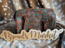 Load image into Gallery viewer, Turquoise Tooled Leather Speedy Purse
