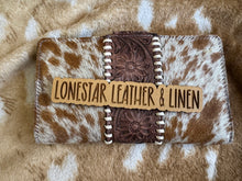 Load image into Gallery viewer, Pink Cowboy Hat Cowhide Tooled Wallet
