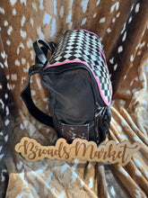 Load image into Gallery viewer, Pink Lightening Bolt Checkered Cowhide Backpack
