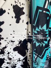 Load image into Gallery viewer, Reversible Turquoise Aztec &amp; Cow Super Plush King Blanket
