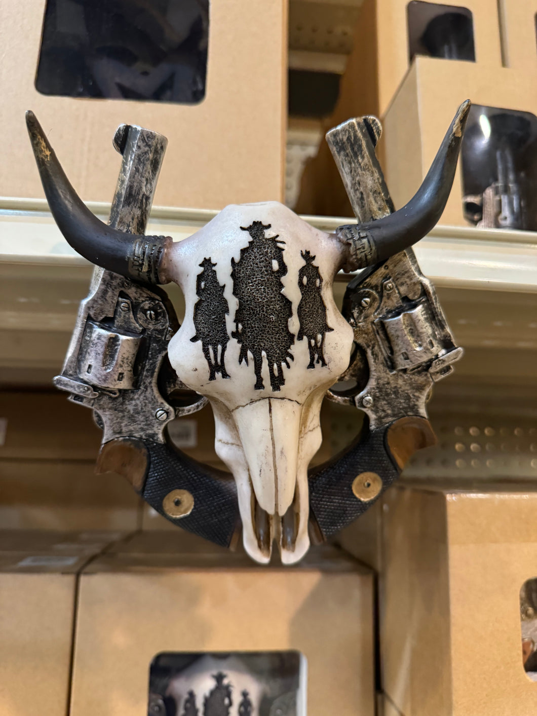 Western Pistol Cowskull Wall Decor