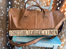Load image into Gallery viewer, Cowhide Tooled Leather Floral Duffle Overnight Bag
