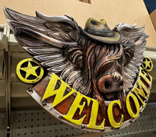 Load image into Gallery viewer, Highland Cow Welcome Sign
