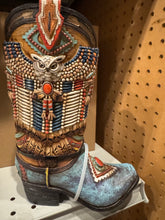 Load image into Gallery viewer, Native Owl Beaded Boot Vase
