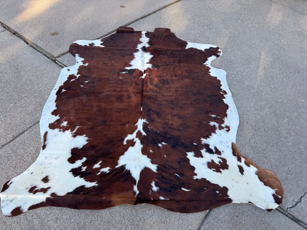 Tricolor Brindle Cowhide Rug 79x72” B126