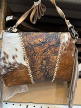 Load image into Gallery viewer, Tooled Floral Fringe Crossbody Purse
