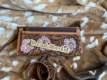 Load image into Gallery viewer, Pink Floral Longhorn Tooled Wallet Crossbody
