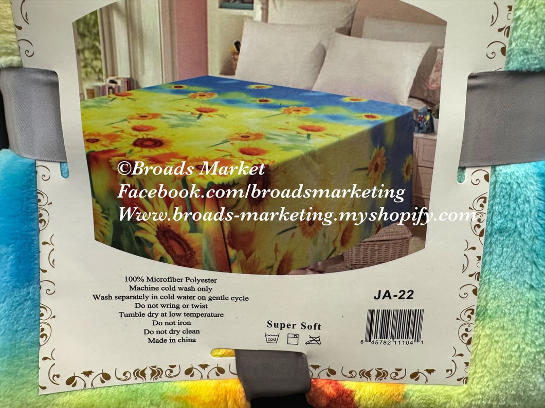 Yellow Green Sunflower Super Plush Blanket