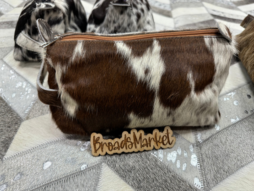 Cowhide Zip Pouches