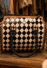 Load image into Gallery viewer, Tooled Speedy Checkered Sunflower Crossbody Purses
