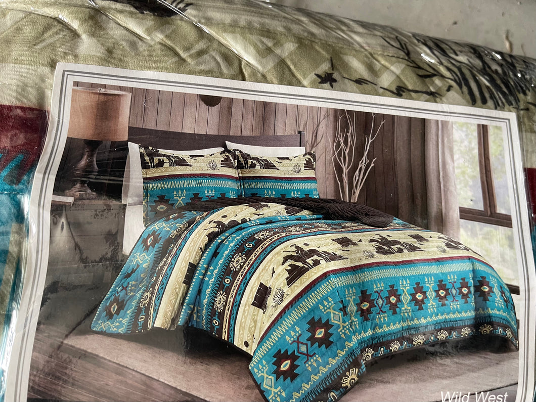 Blue Cowboy Western Bedding Set