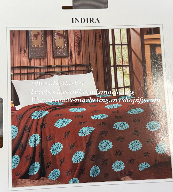 Series 15 MIA Indira Brown Turquoise Concho Super Plush Blanket