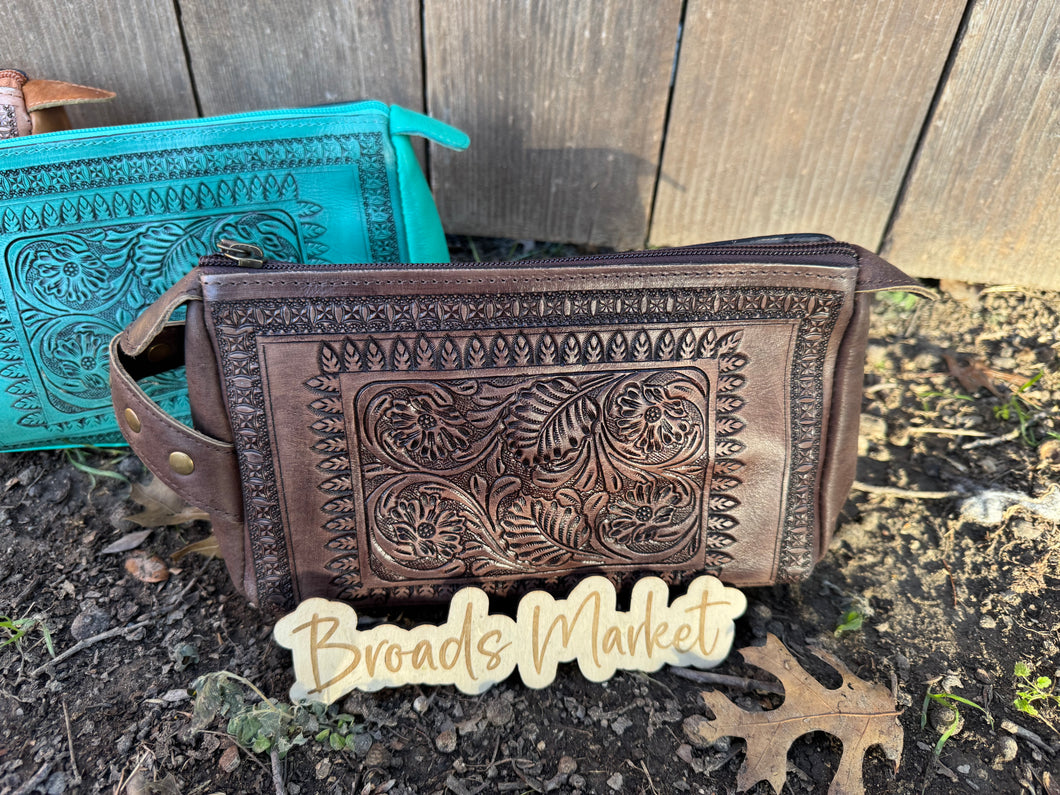 Tooled Leather Cosmetic Cases