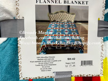 Load image into Gallery viewer, Queen Teal Aztec Crosses Plush Blanket
