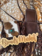 Load image into Gallery viewer, Turquoise Stone Crossbody Fringe Purse
