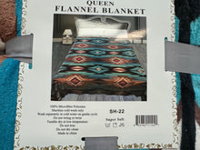 Load image into Gallery viewer, Queen Ina Turquoise &amp; Brown Plush Blanket
