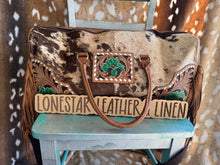 Load image into Gallery viewer, Cowhide Tooled Leather Floral Duffle Overnight Bag
