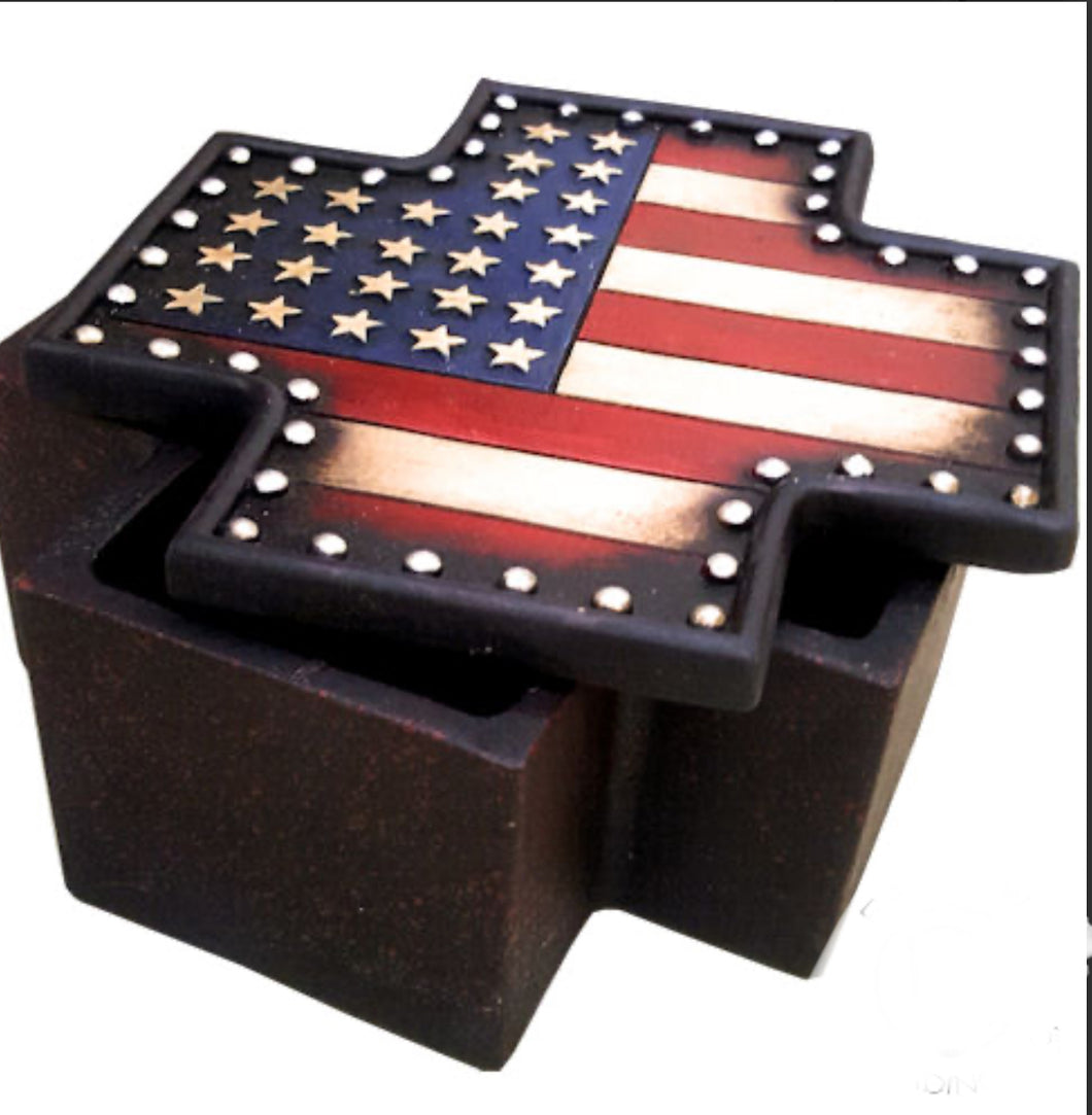 US Flag Patriotic Trinket Box