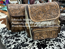 Load image into Gallery viewer, Cowhide &amp; Leather Tooled Large Backpack
