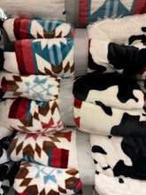 Load image into Gallery viewer, Jacob Super Plush Cow Aztec Blanket
