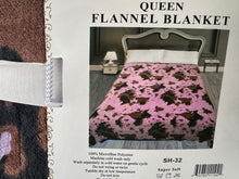 Load image into Gallery viewer, Light Purple Cow Print Queen Blanket
