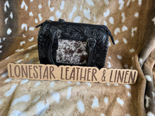 Load image into Gallery viewer, Black Tooled Leather Stephanie Cowhide Speedy Purse
