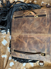 Load image into Gallery viewer, Patsy Pink Pistol Tooled Cowhide Crossbody Fringe Purse
