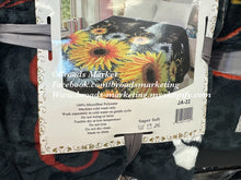 Load image into Gallery viewer, Black Silky Sunflower Daisy Super Plush Blanket
