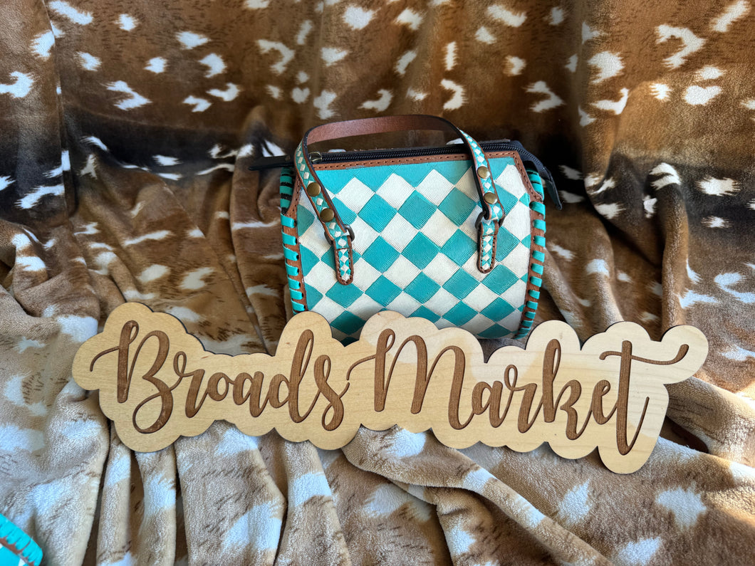 Teal Checkered Speedy Purse