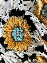 Load image into Gallery viewer, Twin Turquoise Stone Sunflower Cow Print Blanket
