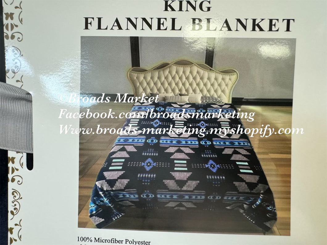 Navy Kenny Aztec Super Plush Blanket