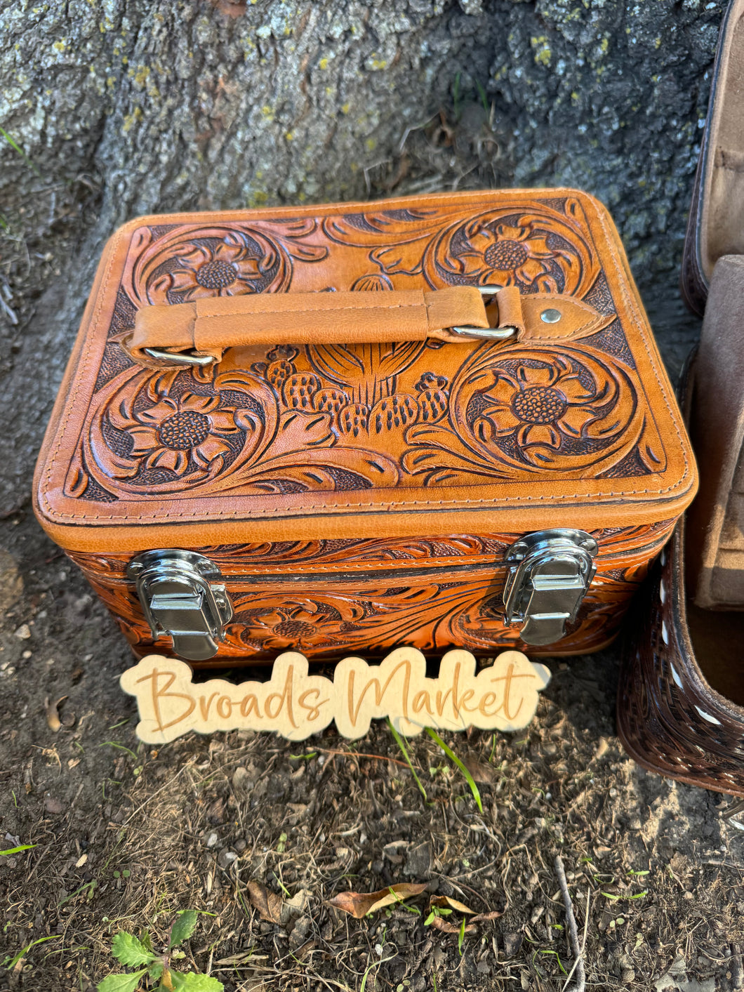 Tooled Leather Train Cases