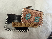 Load image into Gallery viewer, Tooled Cowhide Coin Purses

