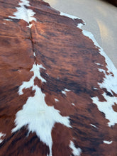 Load image into Gallery viewer, Tricolor Brindle Cowhide Rug 79x72” B126
