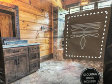 Load image into Gallery viewer, Brown Bootstitch Shower Curtain Set
