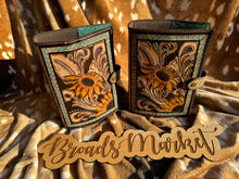 Load image into Gallery viewer, Tooled Leather Sunflower Bible Book Covers
