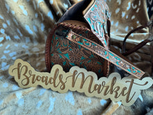 Load image into Gallery viewer, Turquoise Tooled Leather Speedy Purse
