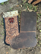 Load image into Gallery viewer, Tooled Stocking Red Checkered Bow
